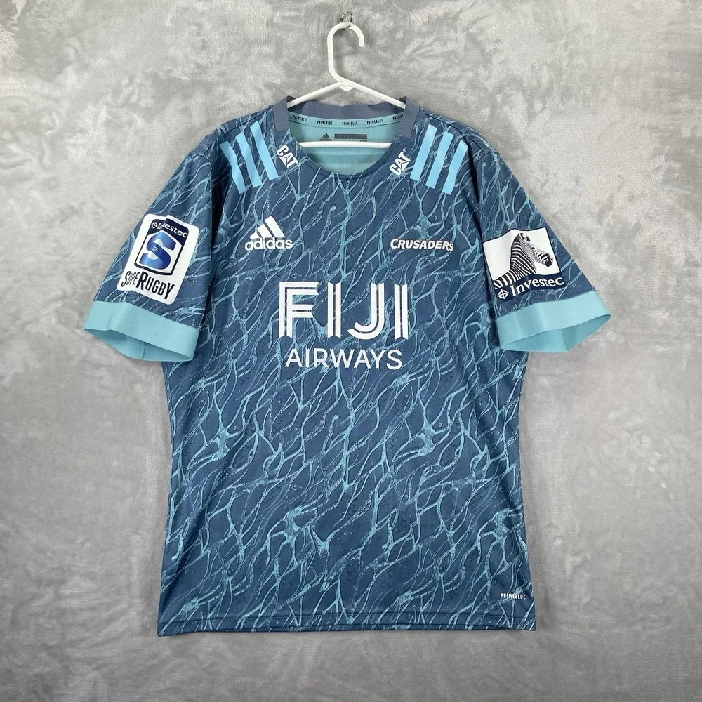 Adidas Rugby Jersey Mens XL Crusaders 2019 PrimeBlue Abstract AOP Fiji Airways